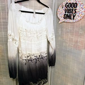 Lace Tunic Ivory/Grey